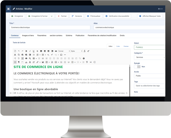 Interface d'administration de Joomla!
